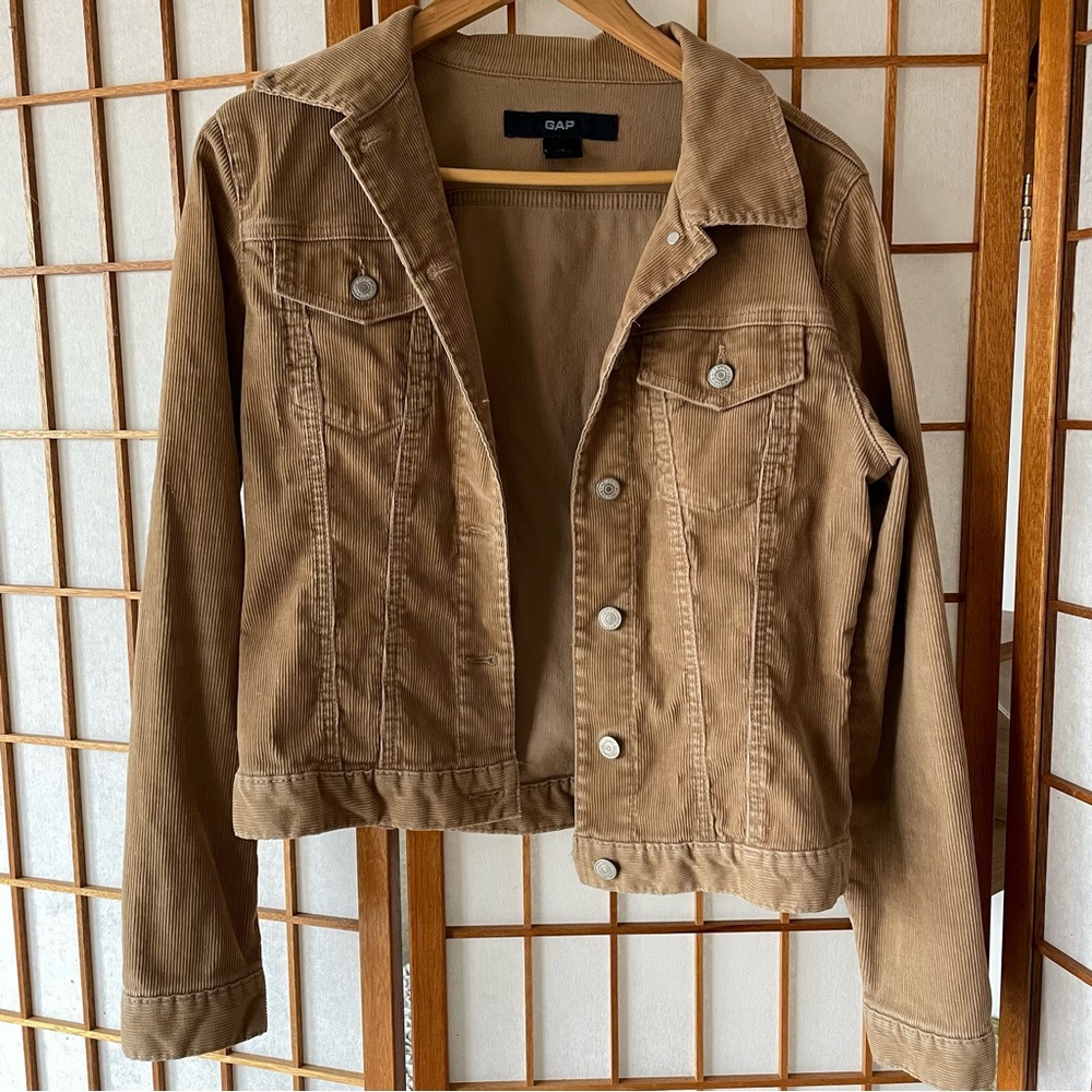 GAP Women's Corduroy Jean Denim Jacket Tan Beige